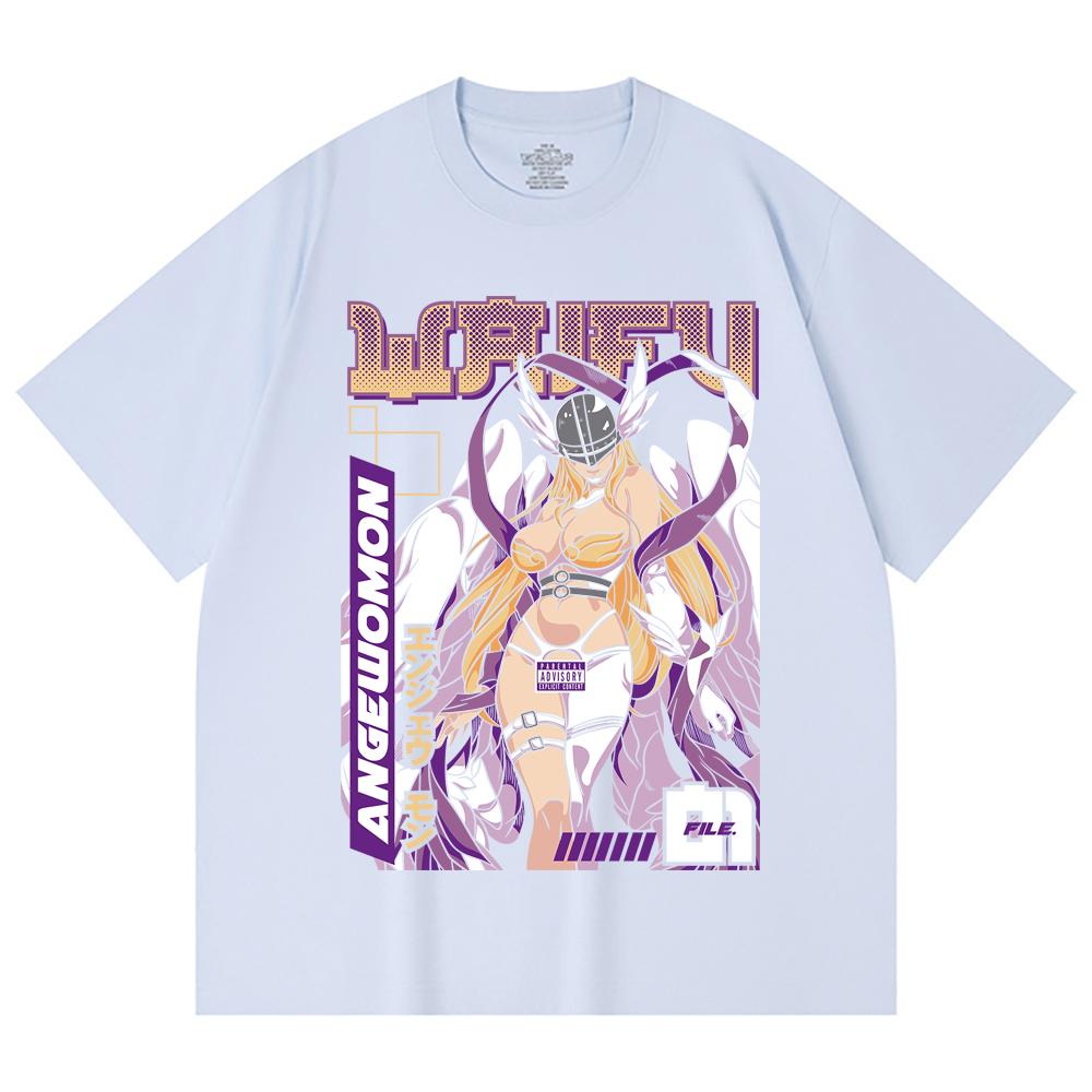 230 Gsm 100% Cotton Digimon V9 Angewomon Waifu Print Unisex Heavy Cotton T Shirt