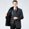 New winter cashmere coat, wool coat, down lining, men's mid-length daddy warm coat