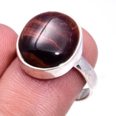 Natural Red Tiger's Eye Gemstone 925 Solid Sterling Silver Jewelry Ring S.6 T9F31
