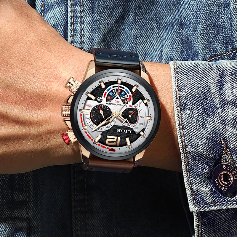 Outdoor Sport Watches for Men Fashion Business Leather Quartz Man Wristwatch Top Brand Luxury Waterproof Luminous Watch Men