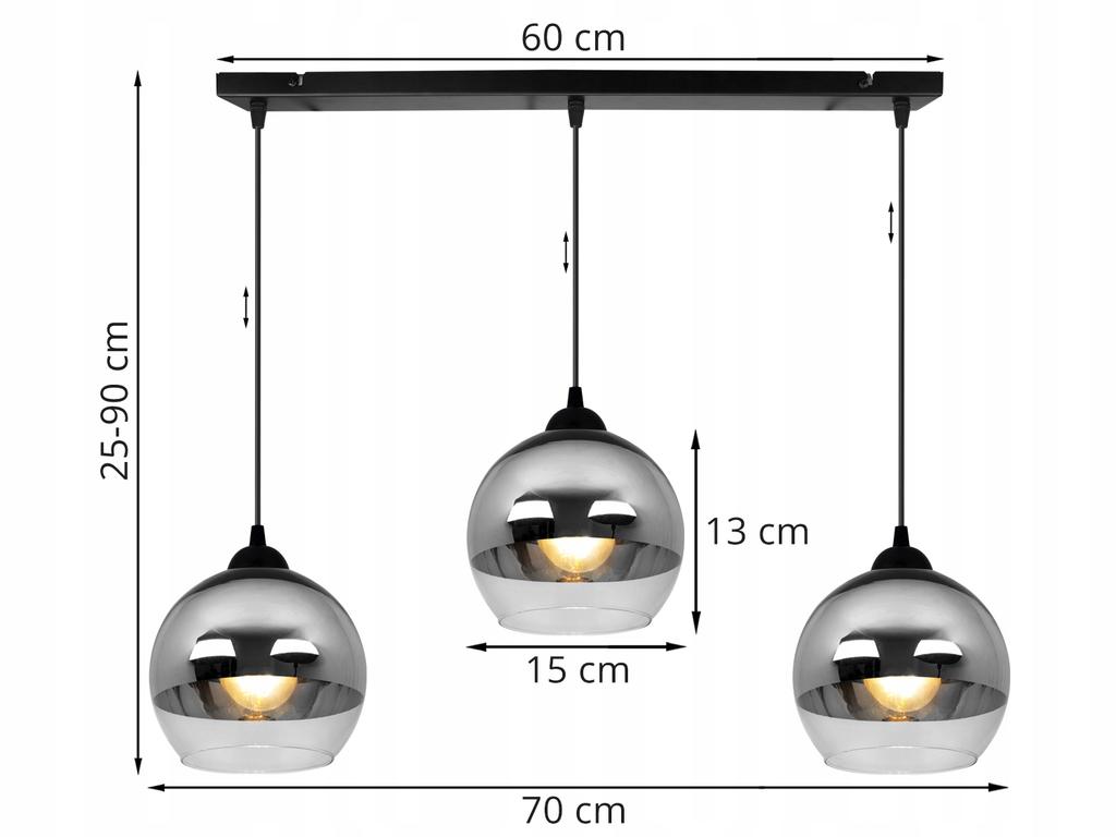 ELEGANT HANGING LAMP, GLASS LAMP, CHROME LED