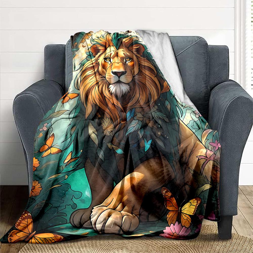 1PC Lion, Butterfly Blanket, Throw For Sofa, Bed, Travel, Camping, Livingroom, And Bed, Printing Blanket With Soft And Warm Fabric yy250918128