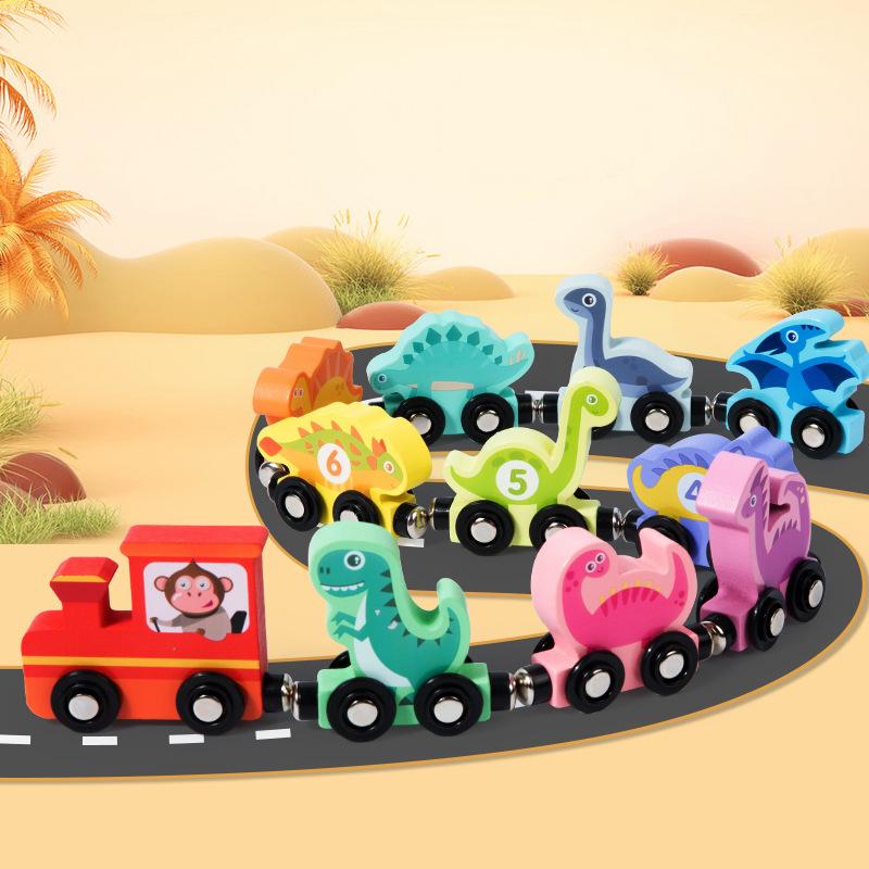 Dinosaur magnetic digital train toy kids educational early education baby infant magnetic building block assembly