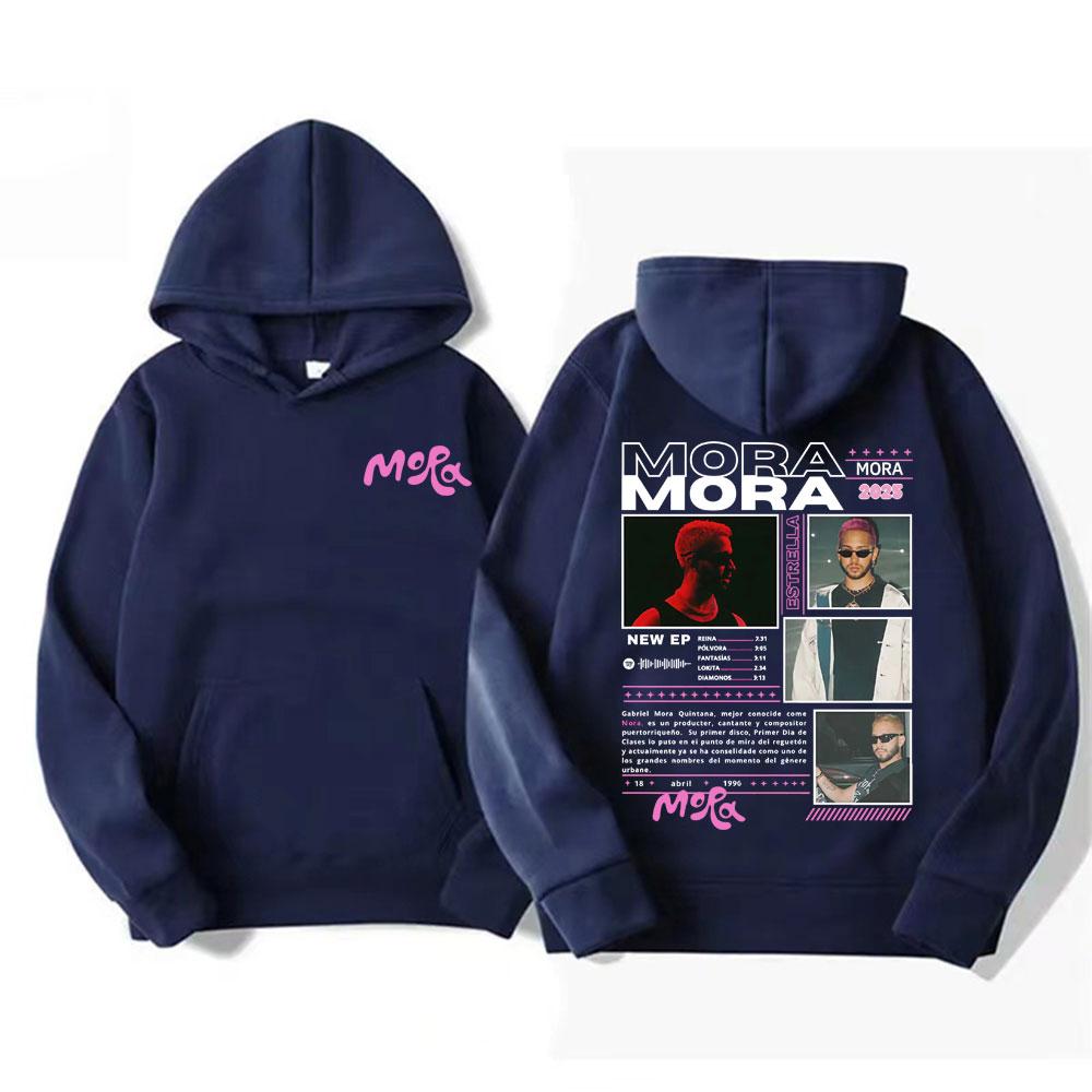 Rapper Mora Album Tour 2025 Grafik-Hoodies Herren Damen Lässiger Fleece Übergroßer Hoodie Mode Trend Hip Hop Street Sweatshirts