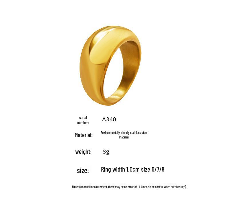 Geometric Curved Smooth Band: Fashionable Heavy Workmanship Ring for Women - Cold Style Index Finger Accessory