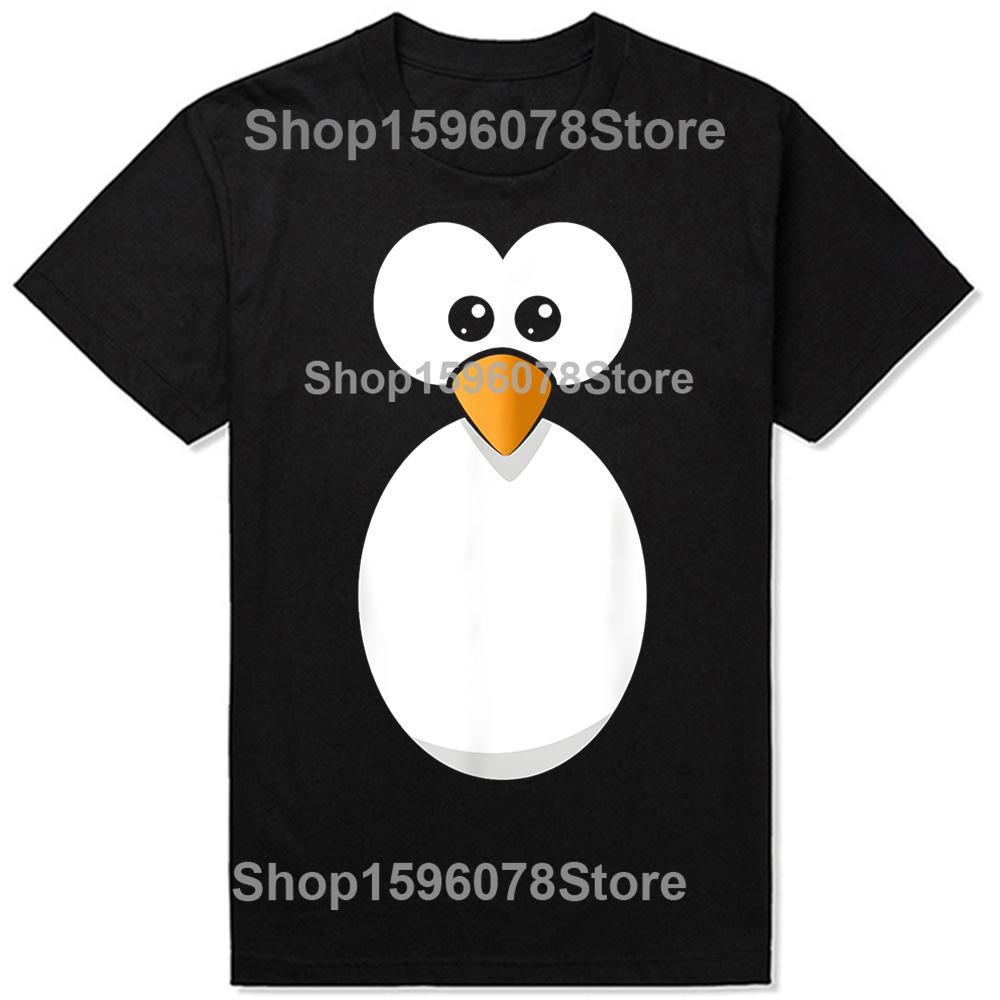 Funny Penguin Face Design or Easy Costume Black Penguin TShirt Unisex Summer Streetwear Tops Harajuku Cotton Camisas