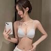 Women's Front Closure Bra French Triangle Cup Push Up for Small Bust Seamless Wireless Low Back Thin Style Backless Underwear