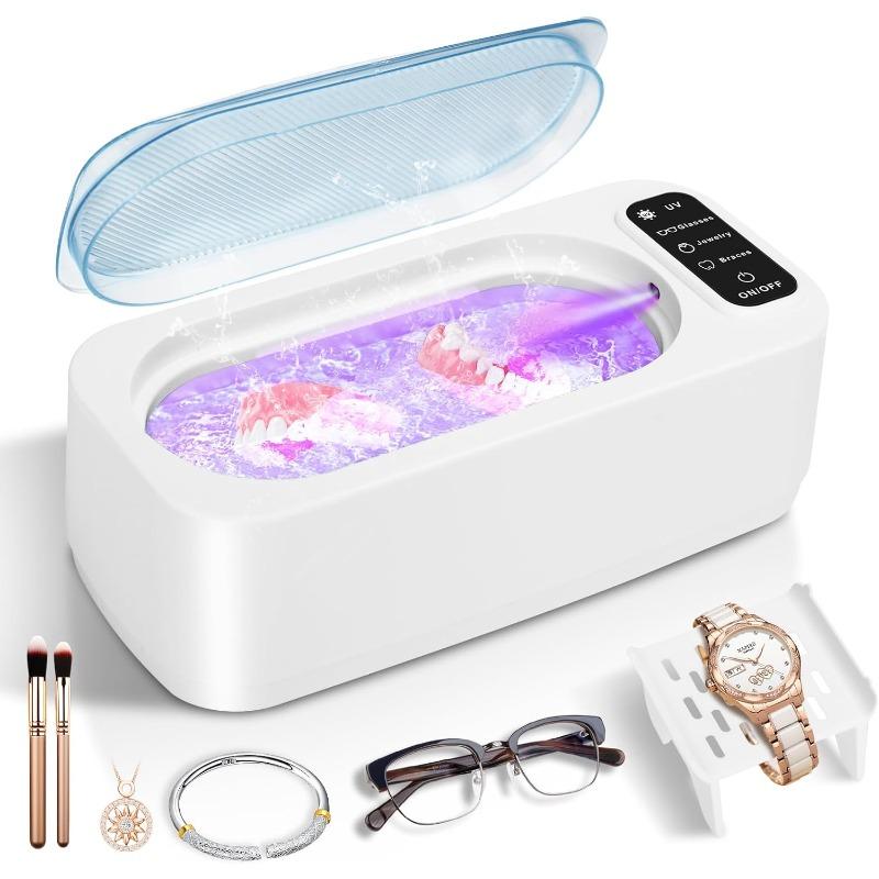 Ultrasonic Cleaner with UV Sterilisation – 350ml Portable Jewellery Cleaner & Retainer Cleaner, Multi-Purpose Ultrasonic Jewellery Cleaner for Glasses белый