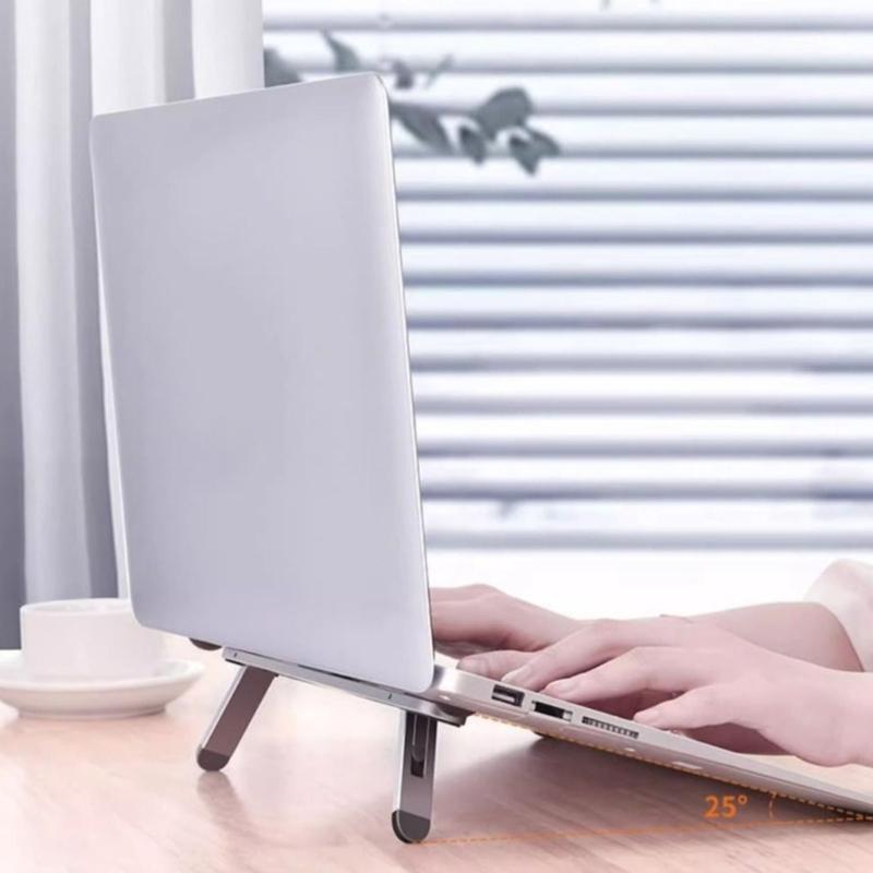 Ergonomic Laptop Stand Foldable Design 2 Level Heights Adjustment Builts In Ventilation For Optimal Heat Dissipation