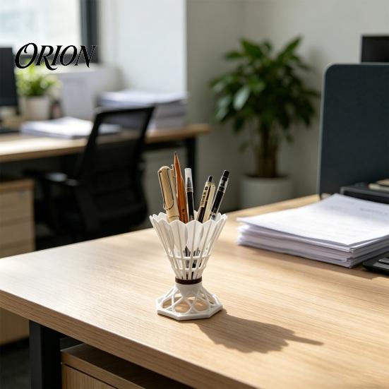 Sports Fan Desk Organizer Badminton Pen Holder, Creative Theme for Themed Office Accessory Fans, 3D Printed Desktop Ornament, Practical Stationery