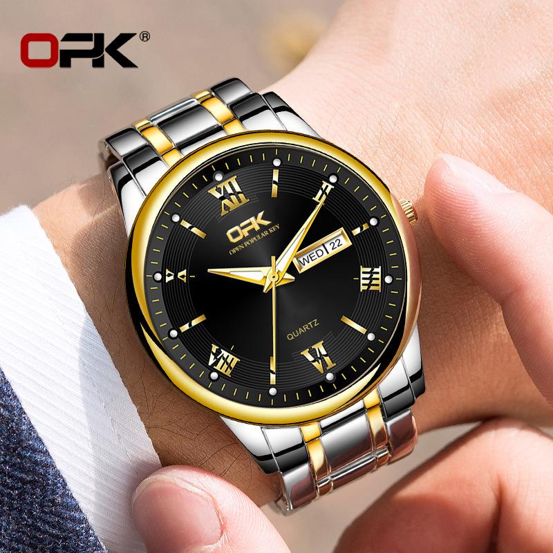 OPK Marque 8117 montre Double calendrier montre à Quartz montre pour hommes