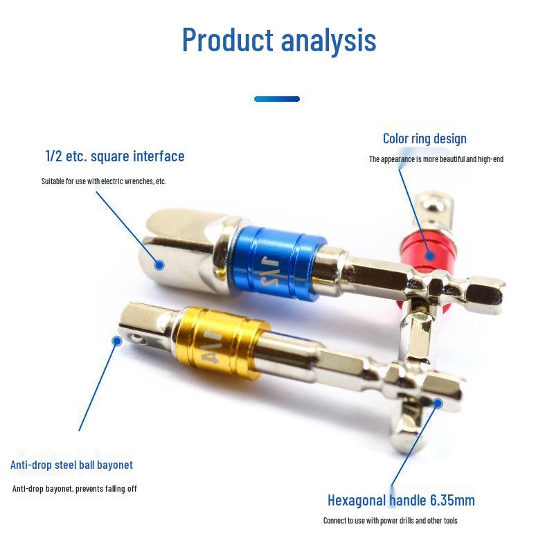Multifunctional Hex To Square Electric Drill Adapter