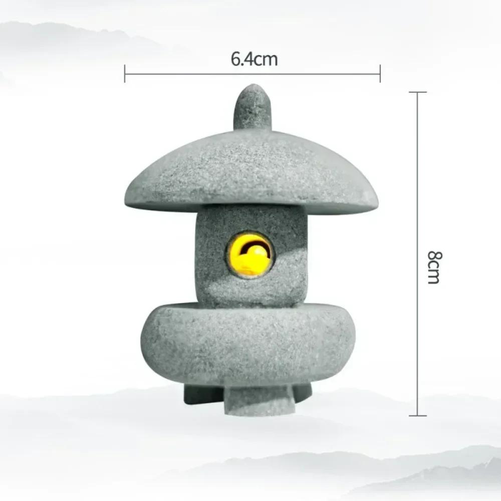 New Mini Pagoda Lantern Light Garden Statue Decorative Sand Stone Micro Landscape Lamp Zen Yard Miniature Outdoor Decorations