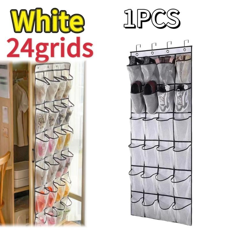 

1/2/3pcs 24 Pocket Over Door Shoe Cabinet Large Mesh Pockets Sturdy Hanging Wardrobe Rack Space Saving Home Storage