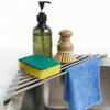 Roll Up Triangle Dish Drying Rack Kitchen Sink Organizer Corner Over The Sink Sponge Rag Holder Foldable Stainless Steel Drainer