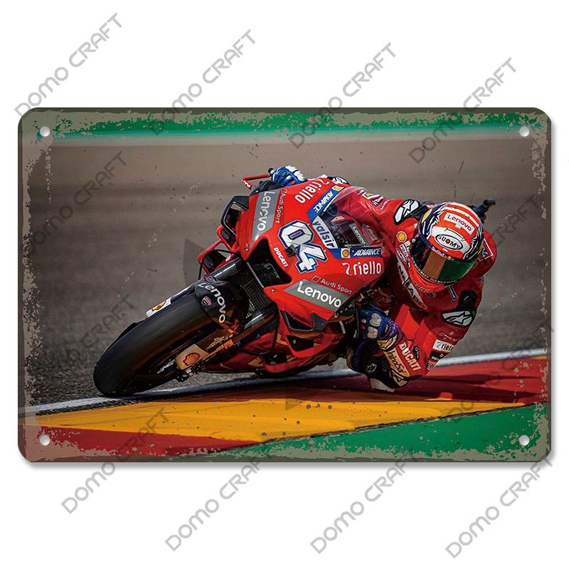 Motorcycle Racing Poster Vintage Metal Plate Racer Athlete Metal Tin Signs Retro Wall Decor Club Pub Bar Man Cave