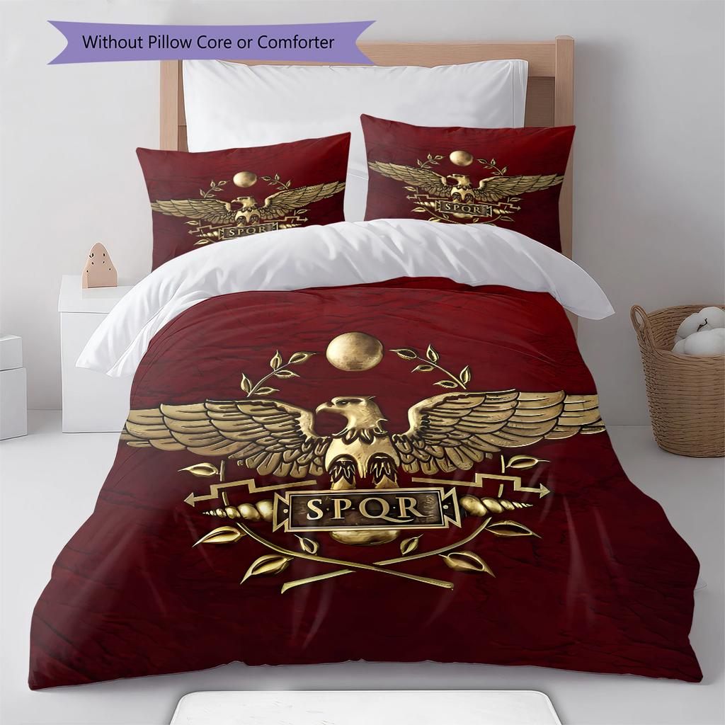 Roman SPQR Pattern Bedding,Quilt Set Quilt Cover Pillowcase Home Birthday Gift (1 * duvet cover + 2 * pillowcase, without core)