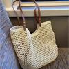 [Live Stream Exclusive] Portable Woven Bag Women's Lazy Wind Striped Woven Large-capacity Commuter Tote Bag
