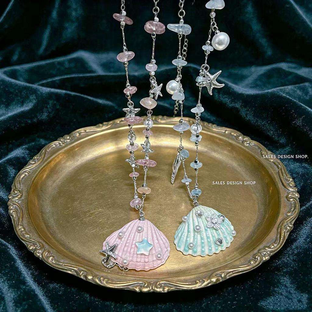 Custom Starfish Pearl Necklace: Stylish Vacation Shell & Natural Stone Collarbone Chain. Perfect Versatile Accessory.