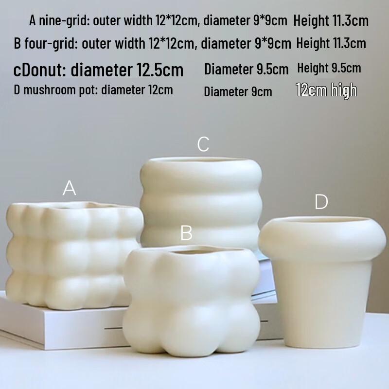 Nordic Ceramic Succulent & Plant Pots, 4-Pack