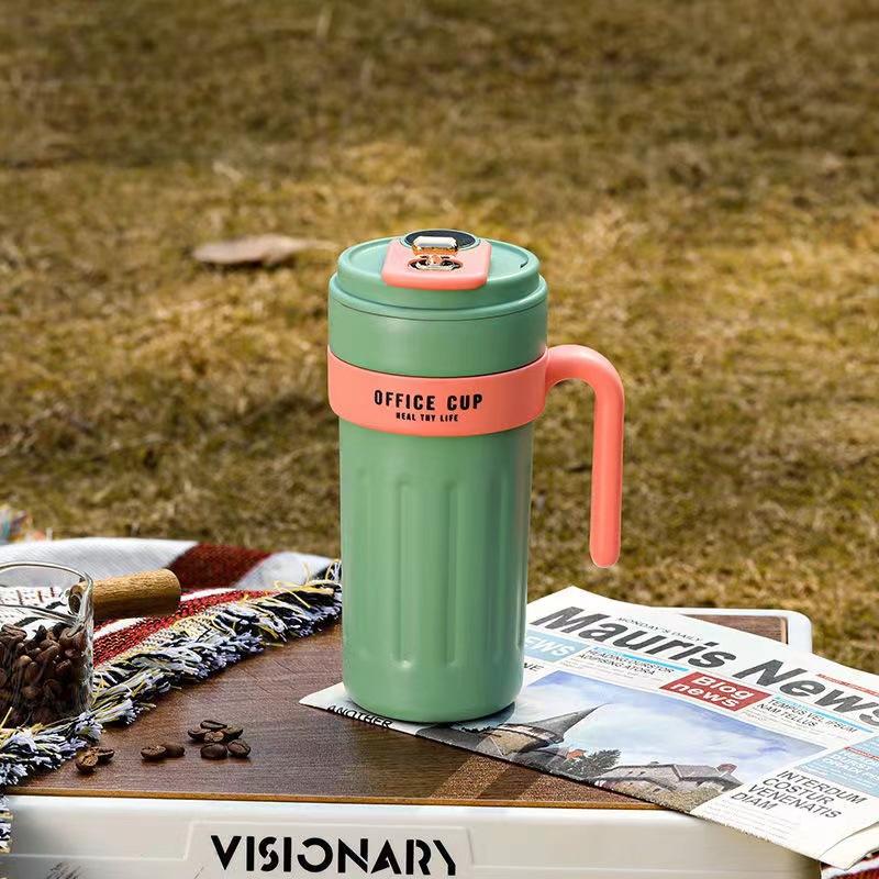 New Stylish Thermos Cup Warm Smart Coffee Cup Stainless Water Cup Portable Cup with Handle Durable Durable Useful 650ML