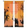 African Safari With Camels And Elephant On Sunset Tulle Sheer Curtains for Living Room Kitchen Decoration Voile Organza Curtains