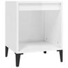 Table de chevet - Maison Exclusive - Blanc brillant - 40x35x50 cm - Bois d'ingénierie, métal