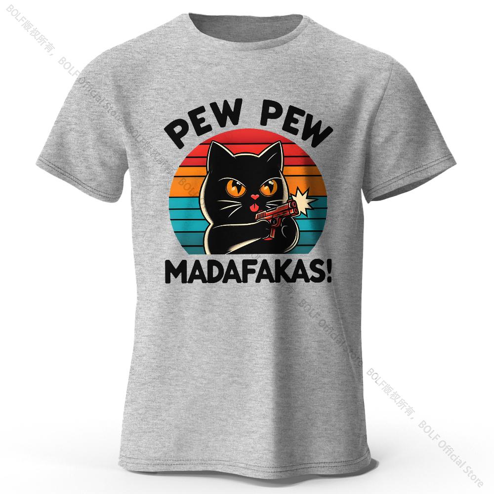 Cute Hand-Drawn Cat Doodle Print 100% Cotton T-Shirt, Ultra Soft Round Neck Short Sleeve Tee for Men & Women
