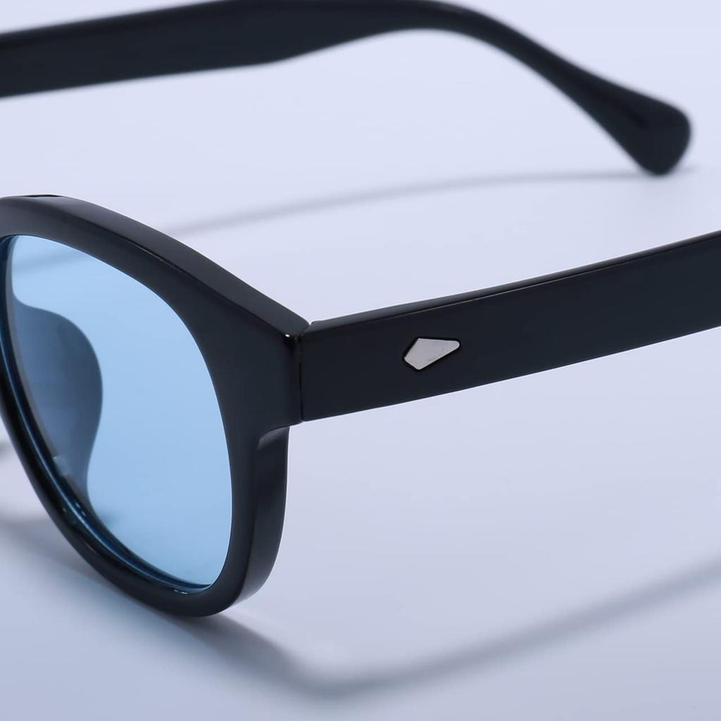 iCON STORE Boston Sunglasses with Light Blue Lenses (Black Frame), Unisex