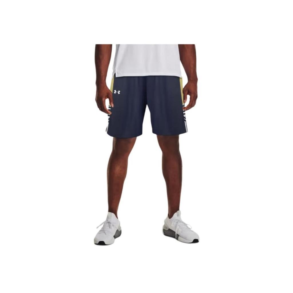 Under Armour Logo Print Mid Rise Fitted Breathable Quick Dry Casual Sports Basketball Shorts Men shorts Blue 23500201-408