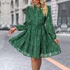 Jacquard Lace-Up Skirt  Spring/Summer New European And American Jacquard Long SleevesExplosive Dress