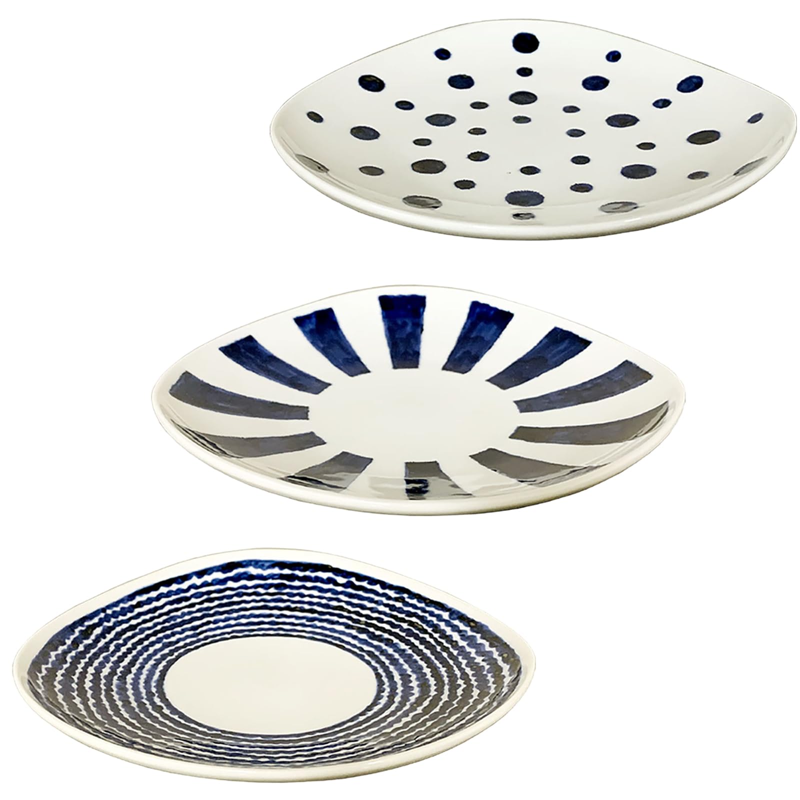 

Hasami ware Dinnerware Set of Irregular Shaped Side 16cm Diameter x Japanese Microwave and Dishwasher Made in Product Number 30202 Indigo Dye Set, синий