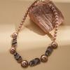 Turquoise Blue Diamond Flower Stud Earrings Necklace Light Luxury Niche Clavicle Chain Premium Jewelry Set