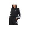 Adidas Essential Letter Logo Striped Crew Neck Loose Sweatshirt Women sweatshirt Black HZ5744