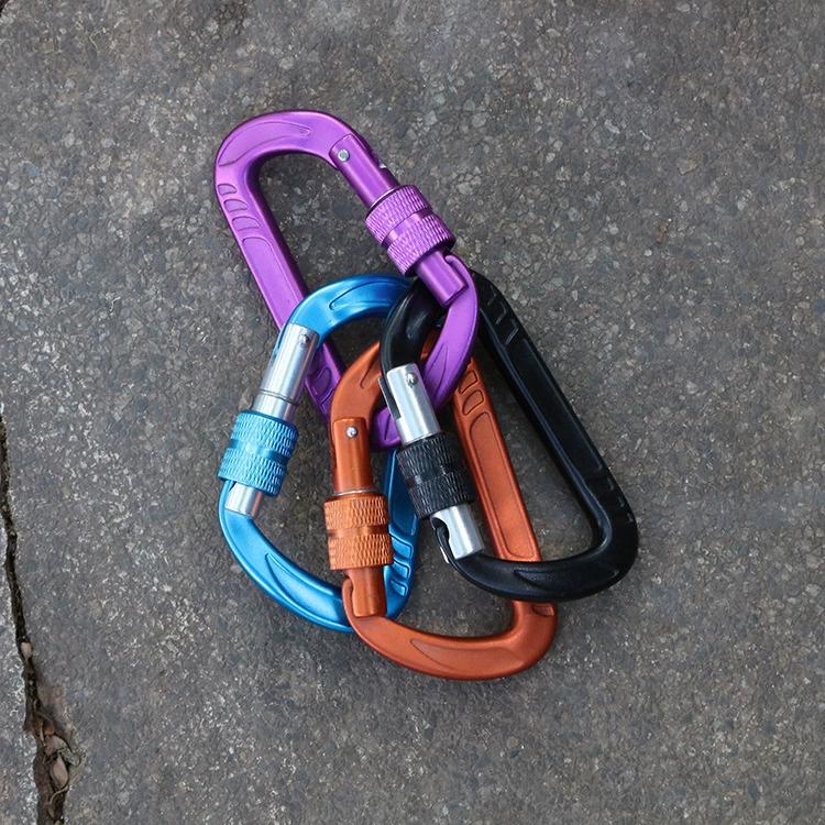 Small Branded Galvanized Aluminum Alloy Carabiner-Safety Screw Lock Snap Clip Heavy Duty for Industry Outdoor Use Dog Leash