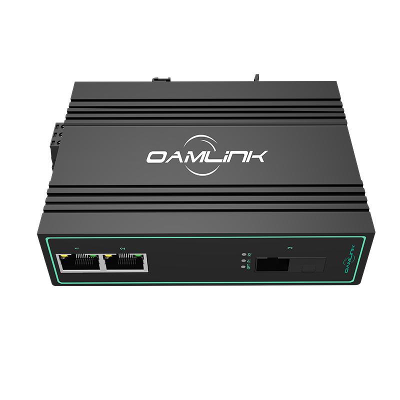 OAMLink Industrial 1-Fiber 2-Ethernet Port Media Converter