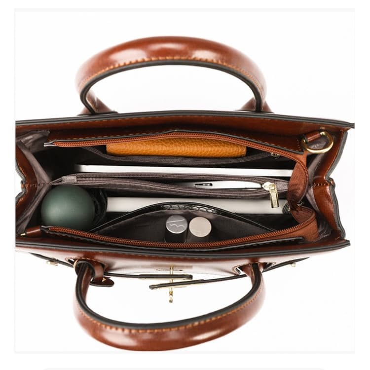 Vintage-Tragetasche mit Schloss, Damen-Schultertasche