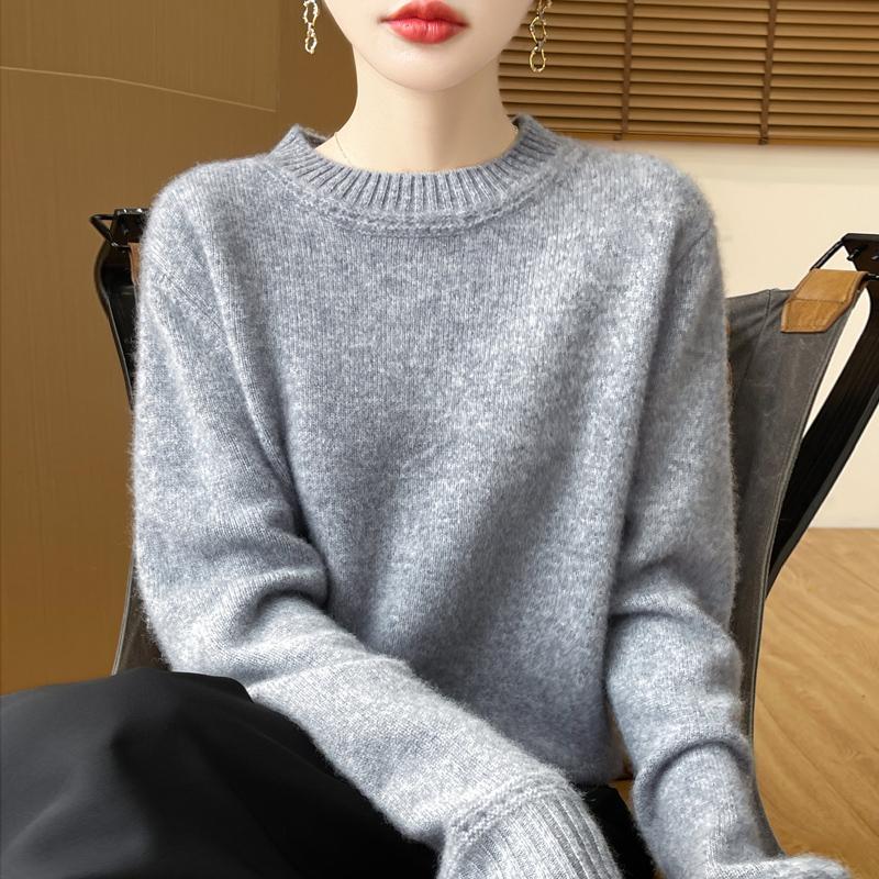 Women's Cashmere Sweater Qinghe Cashmere 30% Cashmere 70% Wool Autumn and Winter Pullover Warm and Fashionable