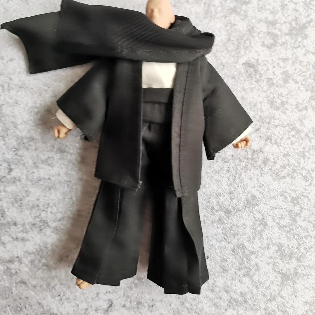 1/12 Samurai Kimono Clothes + Scarf for Clown 6" 6 inches 1:12 Action Figure Doll Clothes (Black)