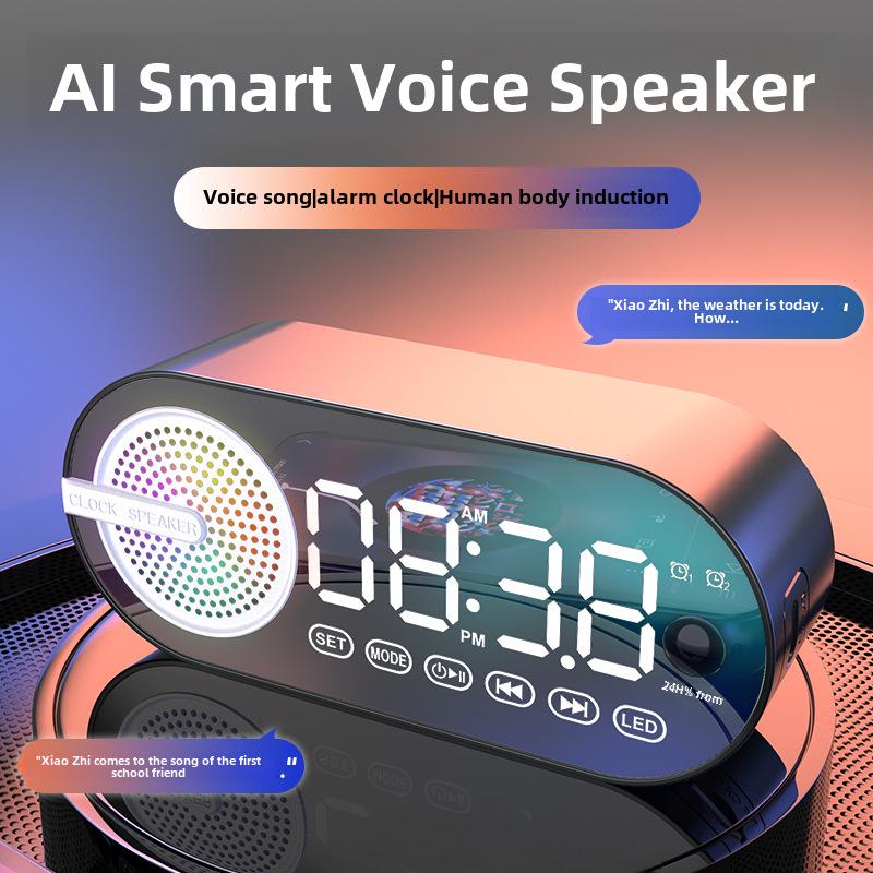 Portable Luminous Bluetooth Speaker & Alarm Clock with Rechargeable Battery for Bedroom/Student Use