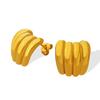 18K Gold-Plated Geometric Banana Shape Earrings with Versatile Texture - European & American Design.