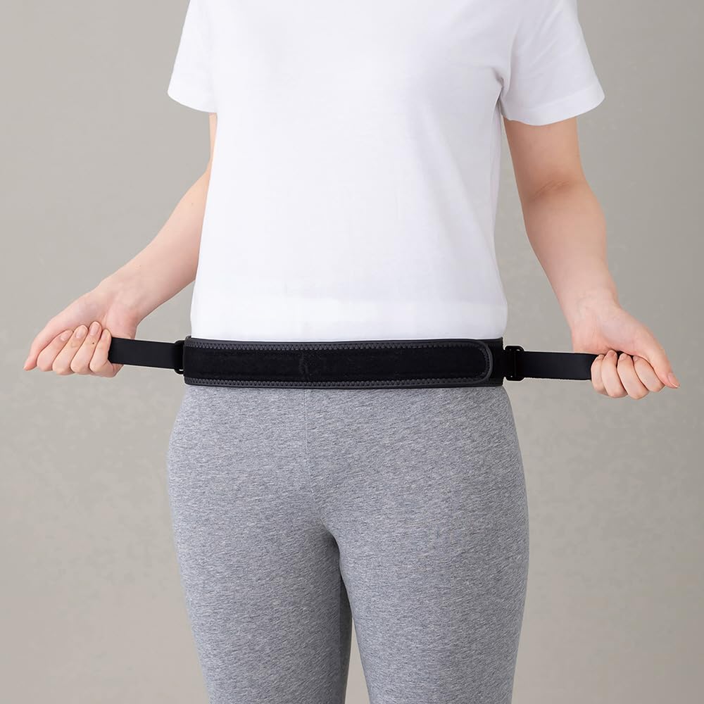 Unisex Lumbar and Pelvic Support Belt for Sports, Work, Golf, Tennis, and More. Slim Fit, Black, M-L.