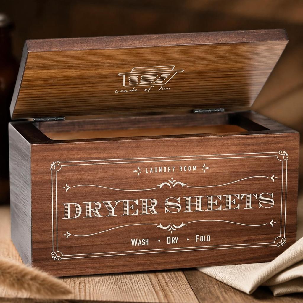 Wooden Storage Box Long-Lasting for Laundry Room, Bathroom