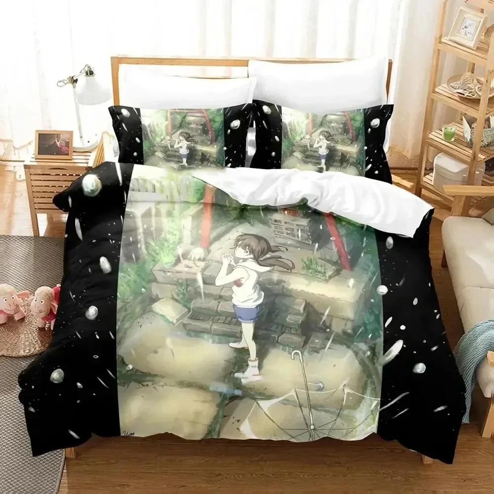 3d Anime Weathering with You Bedding Set Duvet Cover Sheet Printed Bed Set Pillowcase Bed Full Queen King Size Comforter Bedroom
