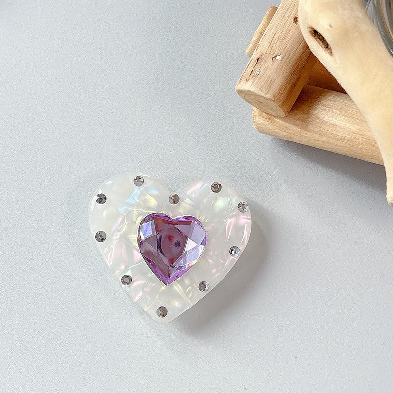 Creative Korean Style Fresh Color Gem Heart Phone Airbag Holder