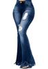 2022 European & American Women's High Elastic Ripped Flare Jeans