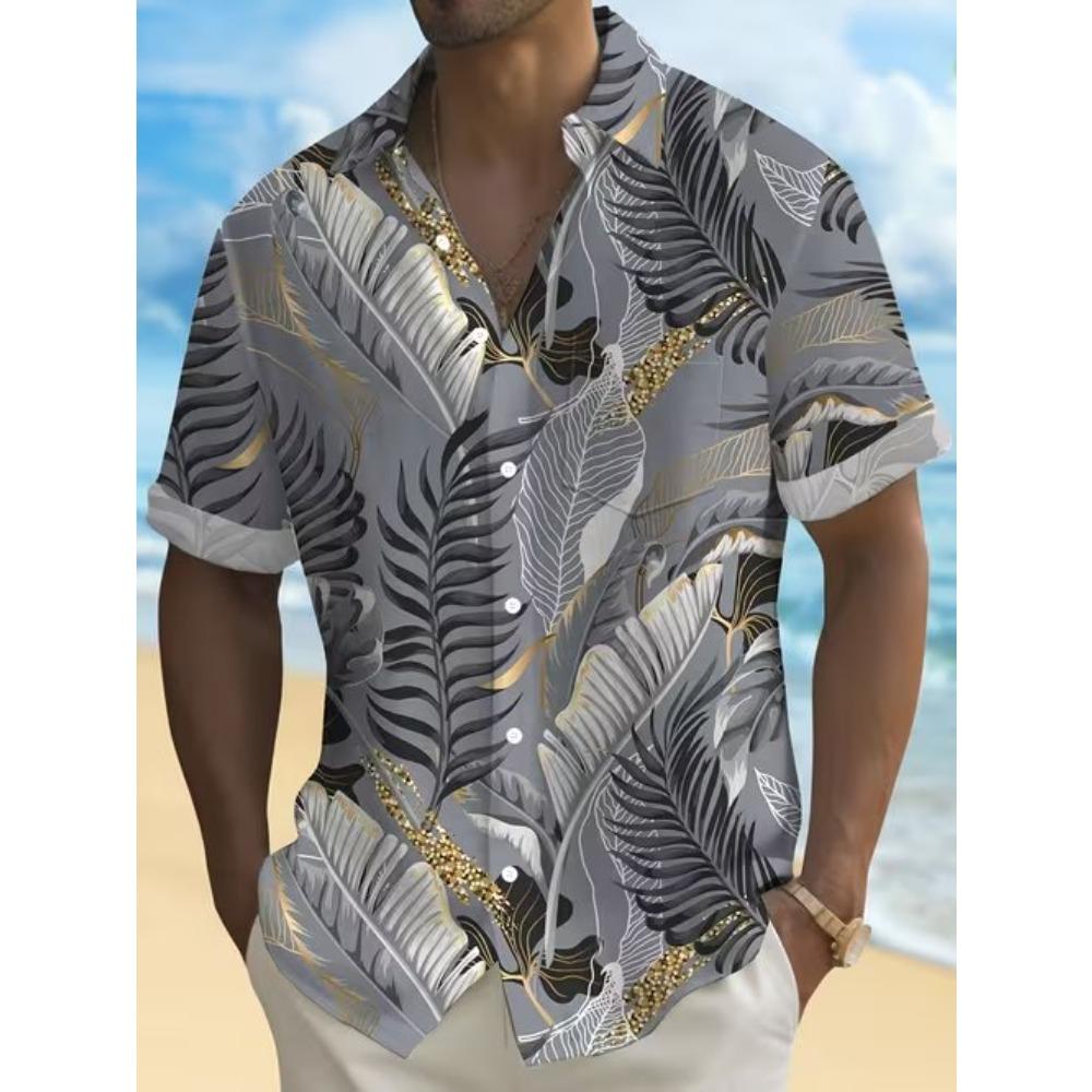 Camicia da Uomo con Fantasia Semplice Stampa 3D Camicia Bottoni Camicia Casual Camicia Estiva Manica Corta Abbigliamento Quotidiano per Vacanze