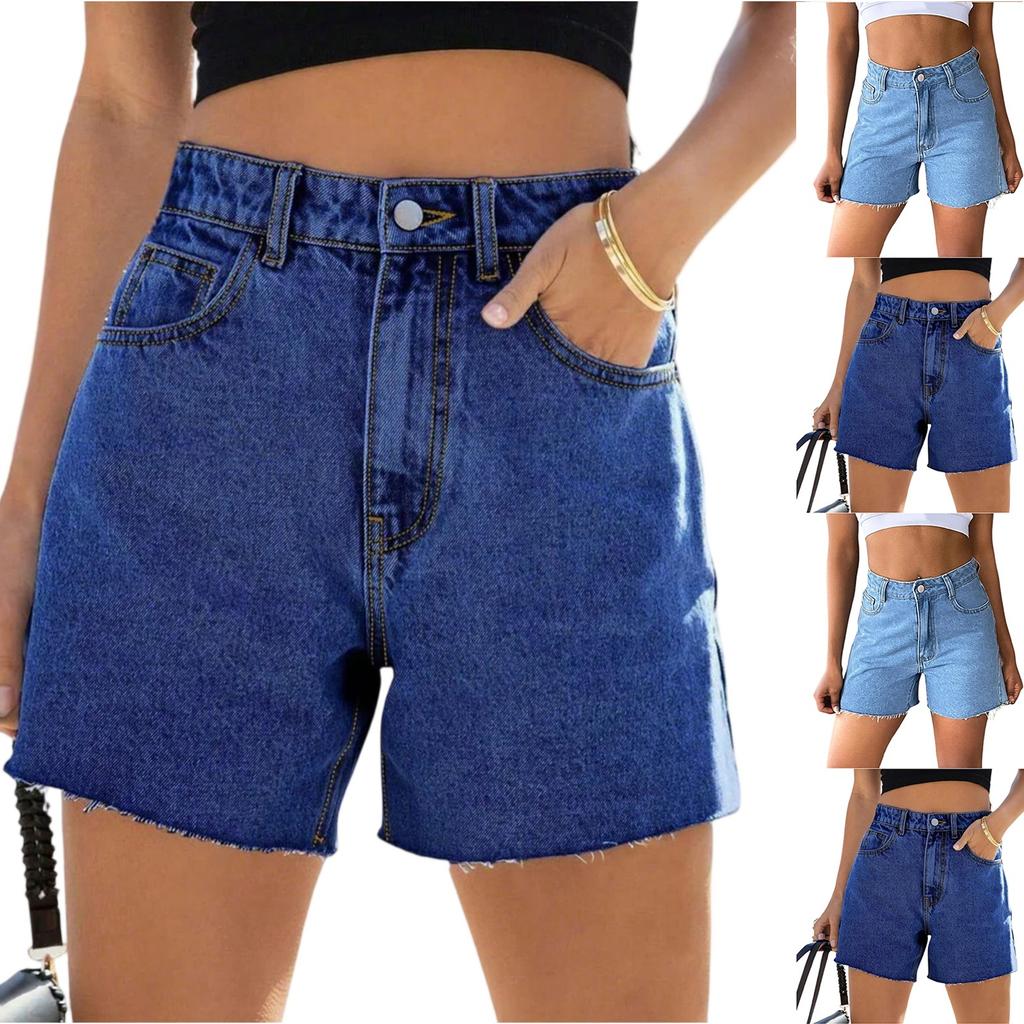 Women's Color Jeans Stretch Slim Fit Distressed Denim Shorts
