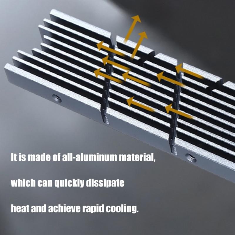 Passive Cooling Aluminum Heatsink For M.2 2280 NVMe Drive Includes Silicone Thermals Pad for Game Setups Ooling System