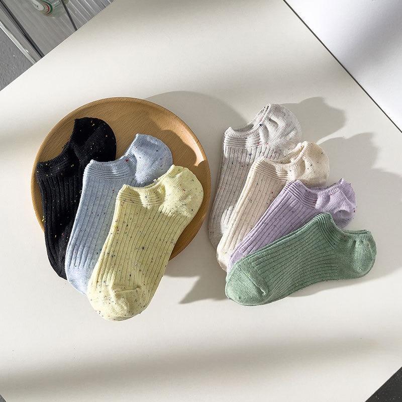 1/5Pairs Fashion Solid Boat Men Socks Simple Sports Breathable Unisex Ankle Socks Women's Stockings&Black Low Tube Cute Socks